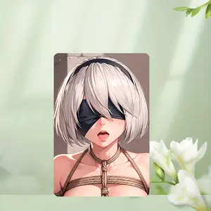 2B Anime Girl Metal Wall Art Sign - 8x12 Inch, Vibrant Pink & Black Character with Lace-Up Top, Detailed Anime Design for Home Decor, Anime Room Decor