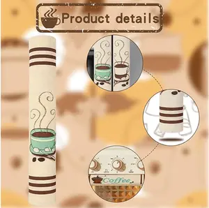 Coffee Themed Refrigerator Door Handle Covers - Set of 3 Linen Anti-Slip Handle Protectors for Kitchen Appliances