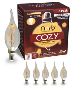Norb Cozy LED Candelabra Flame Bulb – Warm, Relaxing Light for Wellness (6 Pack)