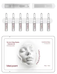 [Med.pcent] Collagen 100 Melting Facial Mask Set | 3-Second Dissolving Nano Fiber Tightening Mask + Collagen Spray | Instant Firming, Wrinkle Smoothing & Glass Skin Effect | 5 Sheets Set (2ml × 5)