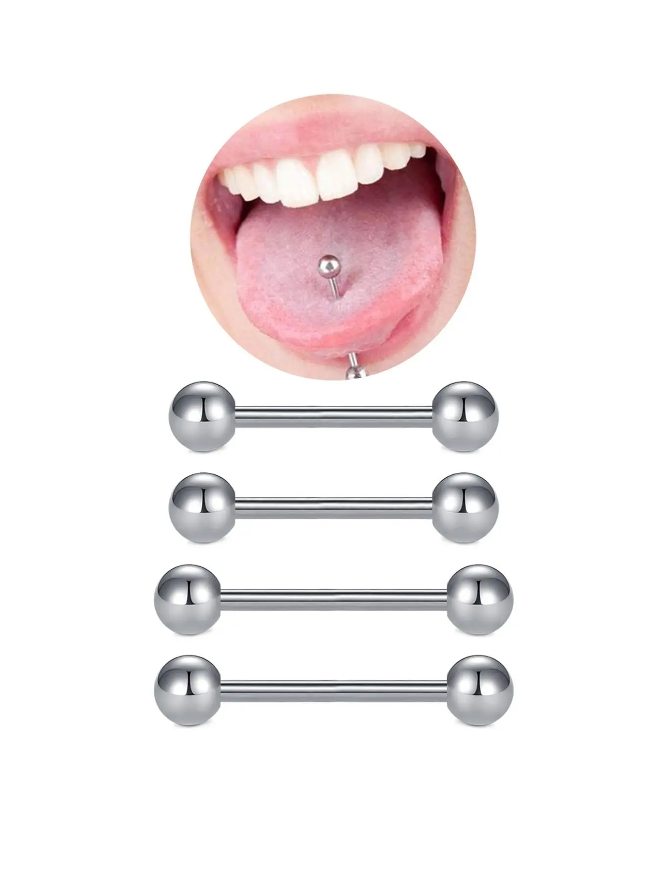Punk Style Pierced Tongue Rings, Stainless Steel Nipple Rings, Body Piercing Jewelry for Women & Men, Fashion Body Jewelry, Trendy All-match & Exquisite Jewelry for Birthday Gift, Body Piercings Set