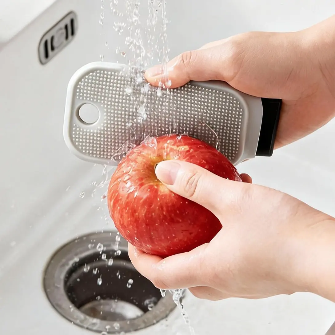 2-Piece Kitchen Vegetable & Fruit Cleaning Brushes, Bendable Multi-Functional Lightweight Brush for Washing Potatoes Apples, Durable Household Cleaning Tools