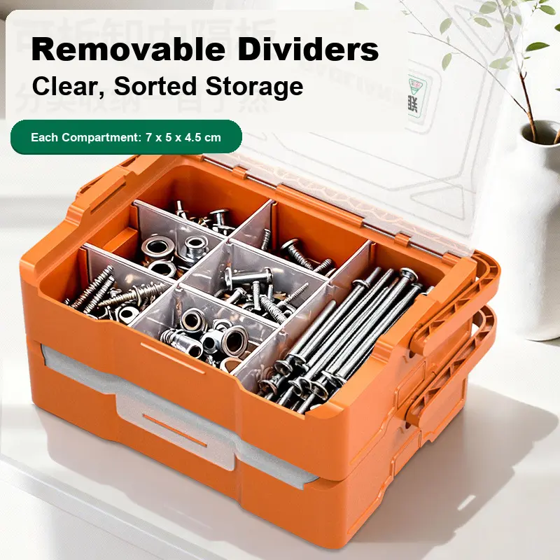 Heavy-Duty Lockable Small Parts Organizer with 24 Compartments, Double-Sided Trays, Removable Dividers and Plastic Back Panel, Ideal for Organizing Screws, Bolts, Nails and Hardware in Workshops, Tool Rooms or Home Spaces, Plastic Storage Box