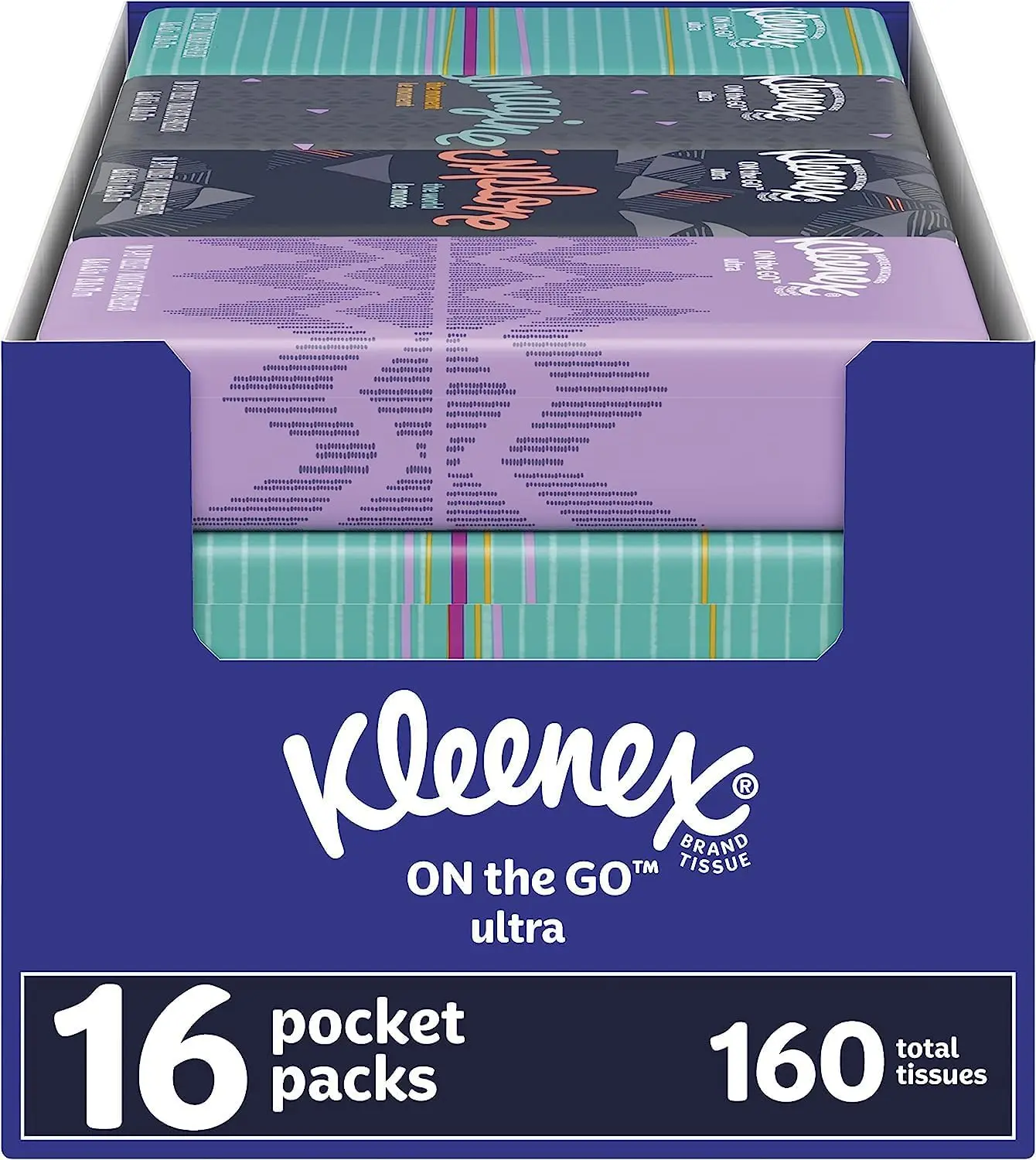 Kleenex Pocket Pack Facial Tissues, 16 Packs, 10 Tissues per Pack, White