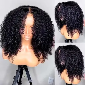 Kinky Curly Glueless Wigs Ready Wear Go Wig Afro Curly Lace Front Wig Real Human Hair Wigs 7x5 HD Lace Closure Wig Short Bob Wig Pre Cut Natural Hairline Beginner Friendly