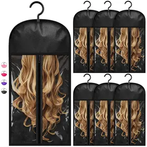 6pcs Hair Storage Bags with Hangers, Home Organizer Storage, Breathable and Easy to Carry, Suitable for Multiple Styles, Travel Use