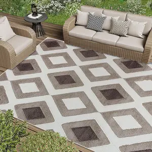 Outdoor Abstract Geometric Pattern Mat, Waterproof Anti-slip & Easy To Clean Mat, Ideal for Gardens, Porches, Balconies, Camping, RV Trips, and Decks