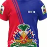 Men's Haiti Football Jersey, Comfortable Round Neck Sports Shirt with Ethnic Pattern, Slim Fit, All-Season Training Wear, Athletic Tops