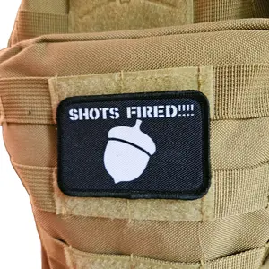 shots fired acorn meme 2"x3"  removable morale patch with hook and loop backing