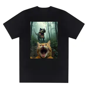 Cat Selfie With T-Rex Dinosaur T-Shirt