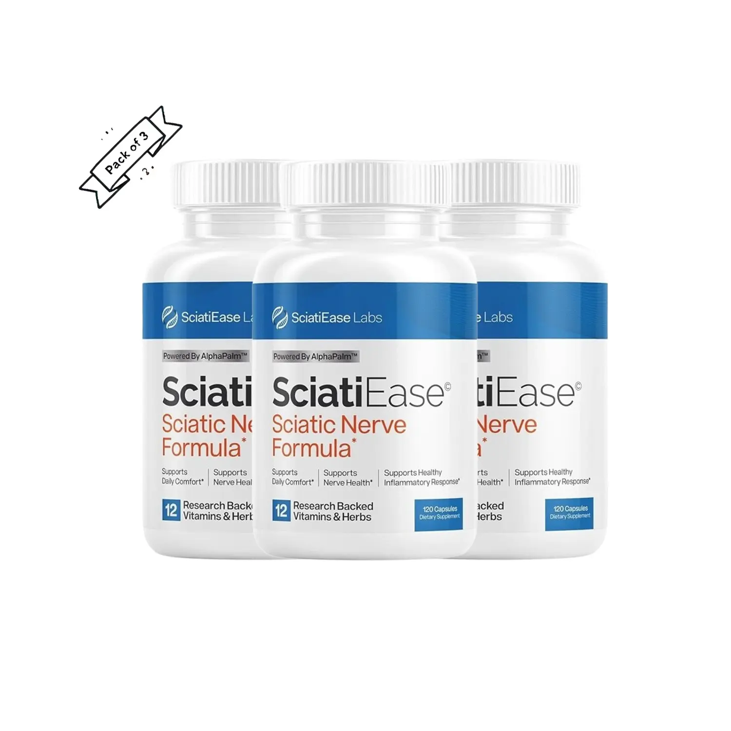 Sciatic Nerve Health Support Supplement - Nerve Support Formula with AlphaPalm, Pea, Vitamin B Complex, Alpha Lipoic Acid - 360 Capsules, VALUE PACK vitamin fitness dietary vitamins women
