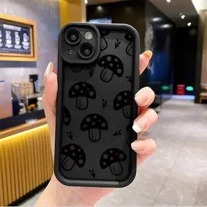 Mushroom creative pattern Phone cases Case Compatible with For iPhone 17 Pro Max 16 16e 15 14 Plus 13 12 Mini 11 Air X XS Pattern TPU Lens Protection Durable Soft Cover Gift 2D printing