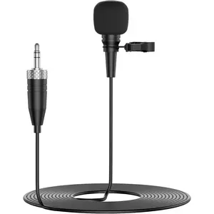 Professional Unidirectional Super Cardioid Lavalier Lapel Microphone - Compatible with Sennheiser  Bodypack System (3.5mm Female Screw Plug)