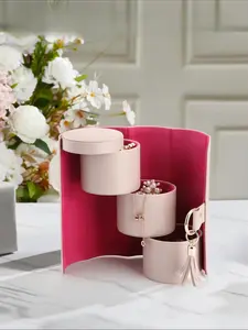 Travel Jewelry Organizer Case for Women, Portable 3-Layer Rotating Jewelry Box with Ring, Necklace & Earring Storage, Compact PU Leather Travel Jewelry Holder for Vacation, Carry-On, Weekend Trips & Daily Use