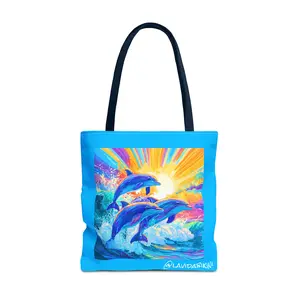Dolphins Jumping from Water Tote Bag | All-Over Print