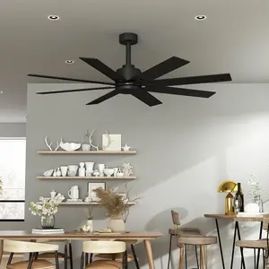 【No Lights】FUFU&GAGA Upgrade 65" Indoor 8-Blades Wood Ceiling Fan with Remote Control Appliances Device