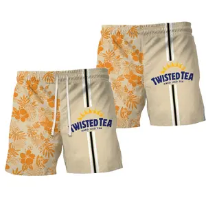 Twisted Tea Swim Shorts, Tropical Print Swim Shorts – Summer Beachwear, Lightweight & Breathable