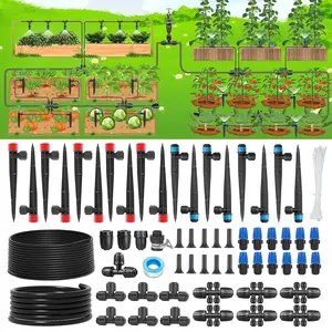 243FT Drip Irrigation Kit, Drip Irrigation System with 1/2'' Hose1/4 Drip Irrigation Tubing, 2025New Quick-Connect, Three Adjustable Nozzle Types for Garden Greenhouse Flower Bed Patio Lawn