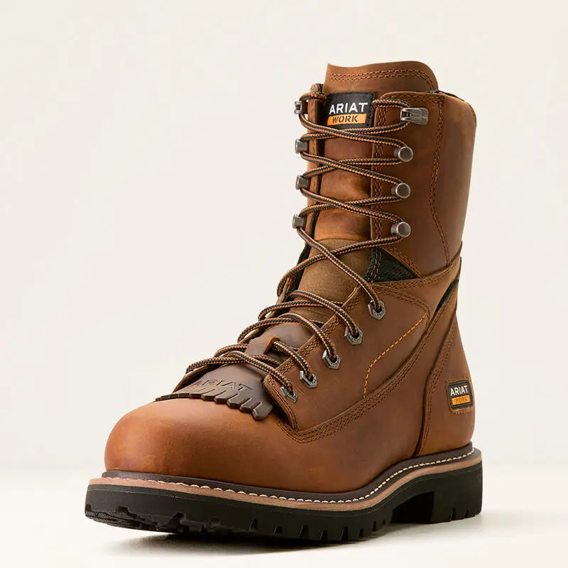 ARIAT Men's Longview Shock Shield 8'' Waterproof Round and Soft Toe Work Boot