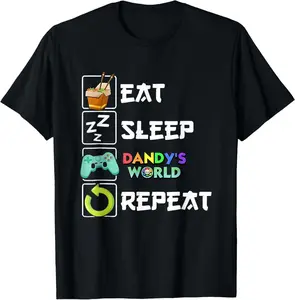 100% Cotton Eat Sleep Dandys World Repeat T-Shirt
