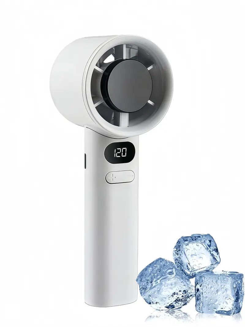 LMMAKE Handheld Turbo Fan 120 Speeds USB Rechargeable with Digital Display 1800mAh Battery Quiet Airflow for Camping Travel Home Office Compact Portable Personal Fan