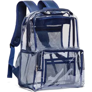 Clear Backpack - Heavy Duty PVC Transparent See Through Backpack for College & Workplace