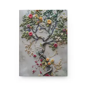 Tree of Life  Hardcover Journal Matte FUAX EMBROIDERED PRINTED JOURNAL