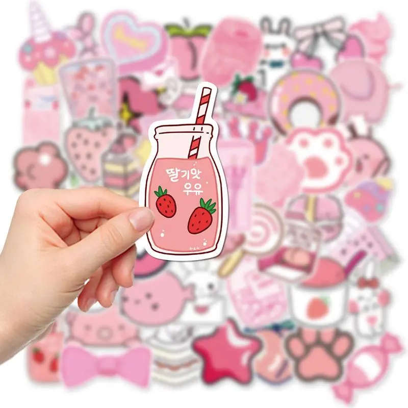100pcs Pink Creative Pattern Stickers, Funny Stickers, Cute Stickers, Waterproof Decorative, Decoration Sticker, DIY Creative Toys Home Decor Stickers