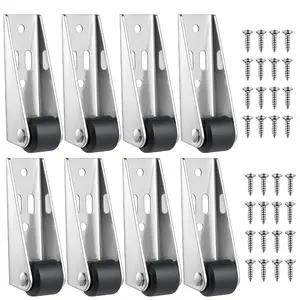2/4/8PCS Side Mount Caster Wheels, Heavy Duty Support Wheels for Wooden Doors, Anti-Sag Sinking Door Bottom Pulley, Directional Mobility Rollers, Rubber Shaft Nylon Wheel & Aluminum Bracket, Smooth Quiet Sliding, Easy to Install Replacement Parts for Door
