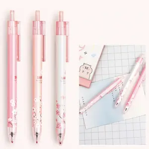 Cherry Blossom Pattern Gel Pen (4 Counts), Random Pattern Writing Pen for Students, Stationery & Supplies for Home School Office