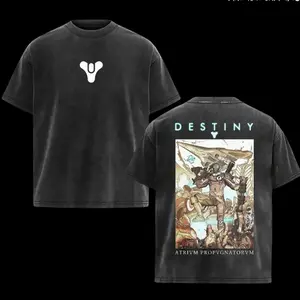 Destiny 2 Vintage Washed Tee – Oversized Graphic T-Shirt, Heavyweight Cotton Retro Streetwear, Perfect for Fans of Movies, TV Shows, Art, and Sci-Fi Poster-Inspired Game Collections J