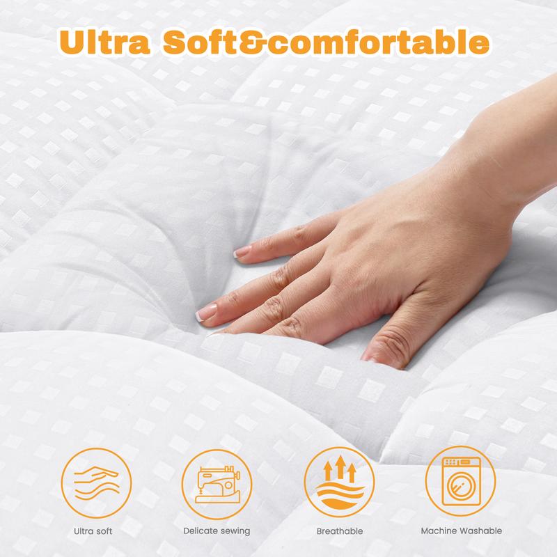 WeCharmer Mattress Pad Protector（350GSM & 500GSM）– Quilted Fitted Cooling Breathable Soft & Fluffy Mattress Topper Cover with 8-21” Deep Pocket – Comfortable Bedding Mattress Protector for Cooler Sleeping