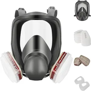 Full Face Respirator Mask Reusable, 17 IN 1 Gas Mask with Filters, for Paint, Against Dust, Decoration, Car Spraying, Sanding, Cutting and Other Work Protection Protective Mask
