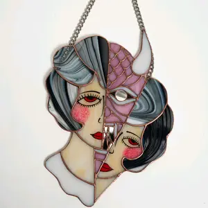 stained Glass Tattoo Lady (Pink)