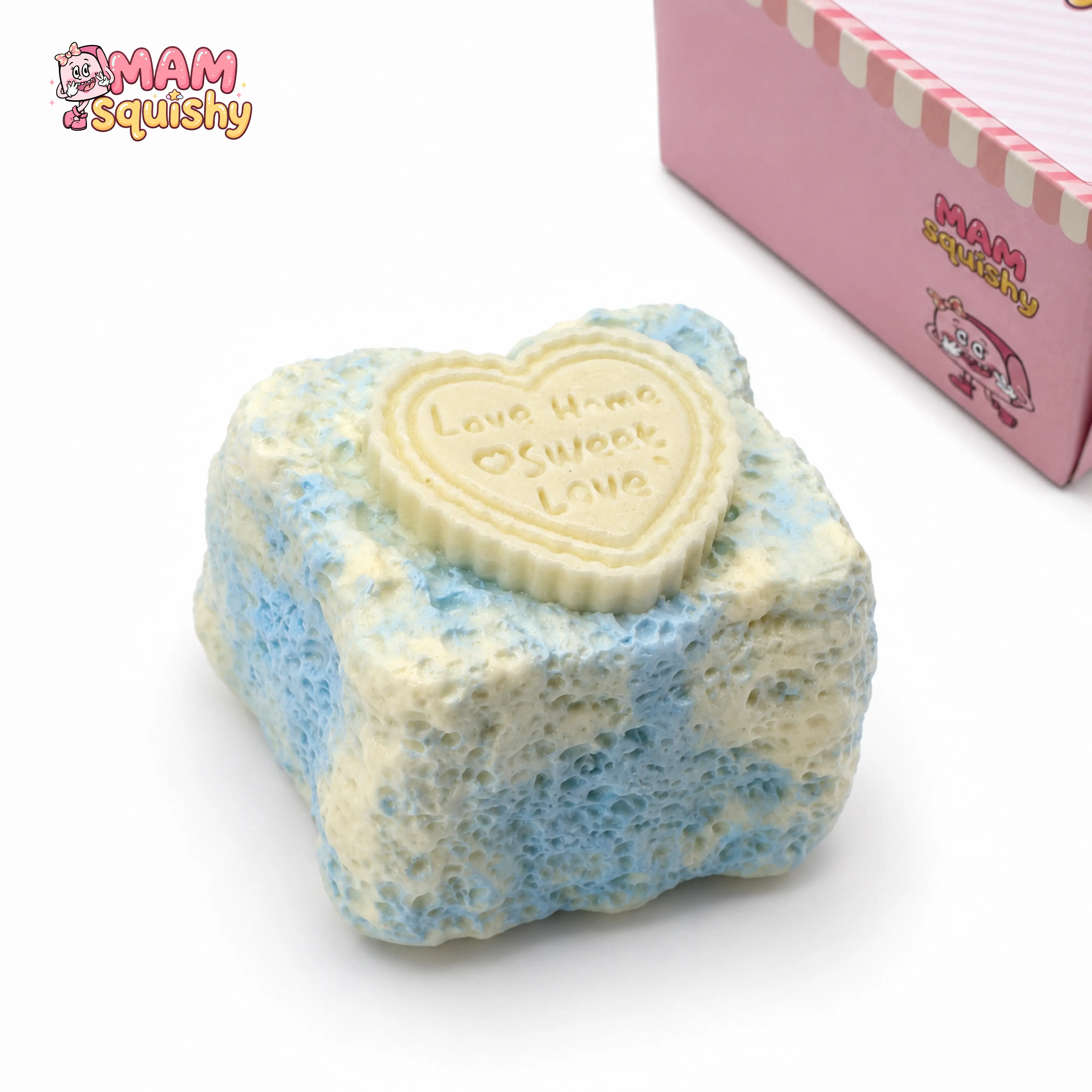 MAM Squishy Frosty Heart Toast Squishy Toy, Soft Slow Rising Sensory Fidget Toy, Cute Heart Collectible Desk Toy, Pocket Size Gift