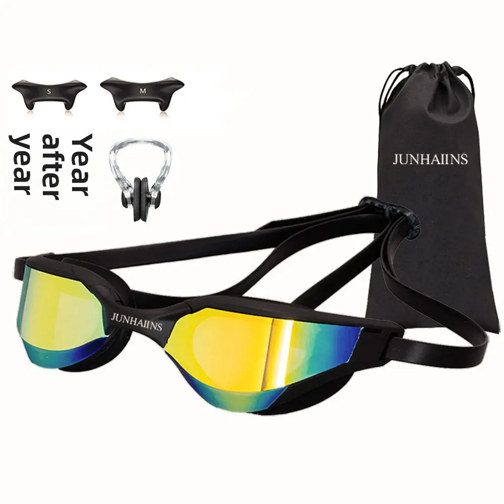 Professional Adult Swim Goggles - Anti-Fog, Anti-Horizontal Glare, Wide-Angle, Black and Blue Long Silicone Sport Goggles for Men, Women, Racing, Adults, Swim Glasses, Goggles For Swimming