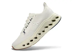 Cream White Blue Accent Hollow Chunky Sole Lightweight Running Sneakers