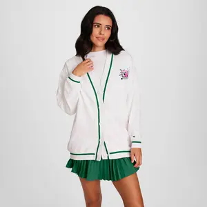 Country Club Cardigan, Embroidered Floral "C" Logo