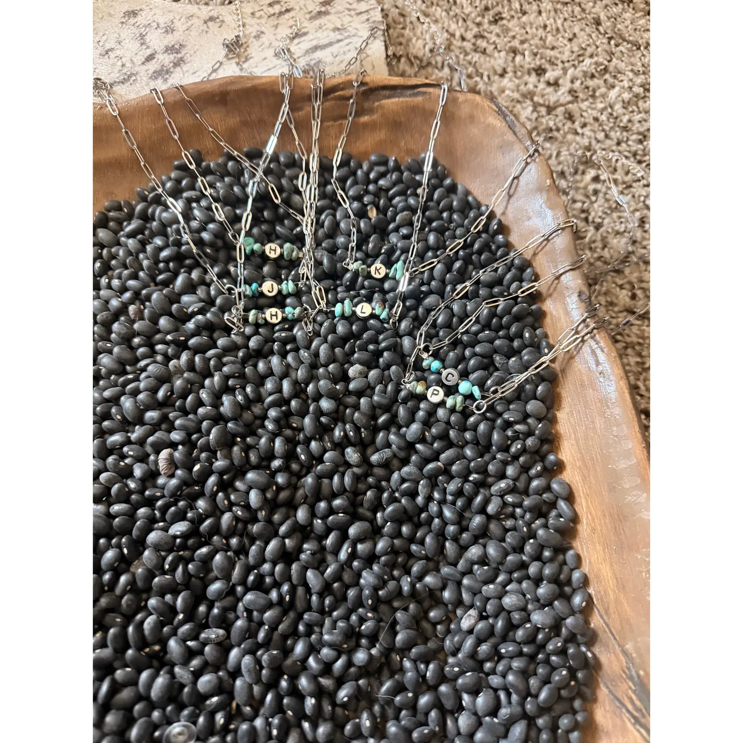 Turquoise and Initials Necklace