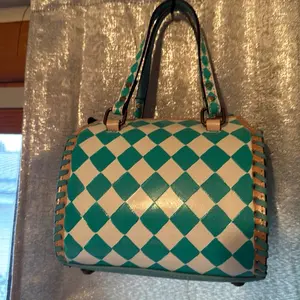Mini teal & white speedy bag women’s purse