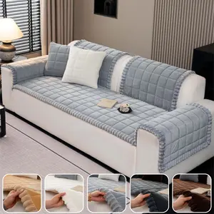 1pc Soft Quilted Couch Cover, Thick Plush Sofa Cover, Sofa Slipcover, Non-Slip Couch Protector, Machine Washable Sofa Pad for Sectional Sofa, Loveseat, and Armchair