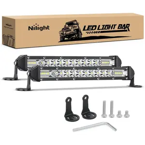 Nilight Slim LED Driving Light Bar - 2Pcs 11in 26LED Single Row Spot/Flood Combo, 48W Aluminum Mountable Slim Bar, Off Road Accessories for 4x4 Trucks, SUVs