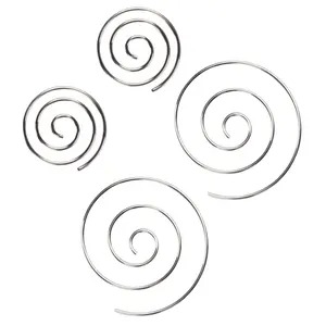 Set of Small and Large Spiral Coiled Hoop Earrings - Stainless Steel