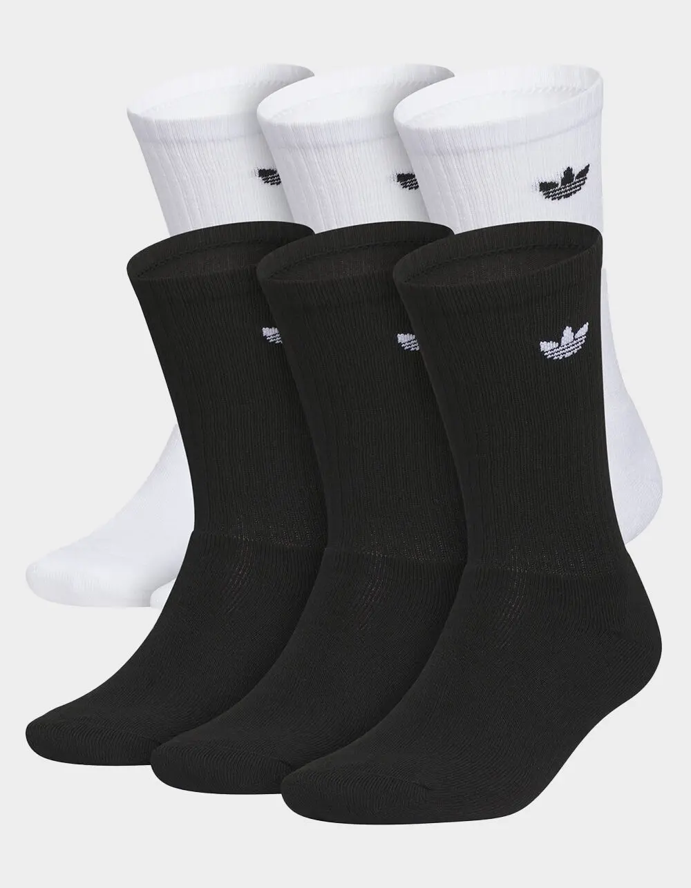 ADIDAS  Mens Originals 6 Pack Trefoil 2.0 Crew Socks, Black  &  White, Large
