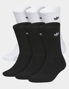 ADIDAS  Mens Originals 6 Pack Trefoil 2.0 Crew Socks, Black  &  White, Large