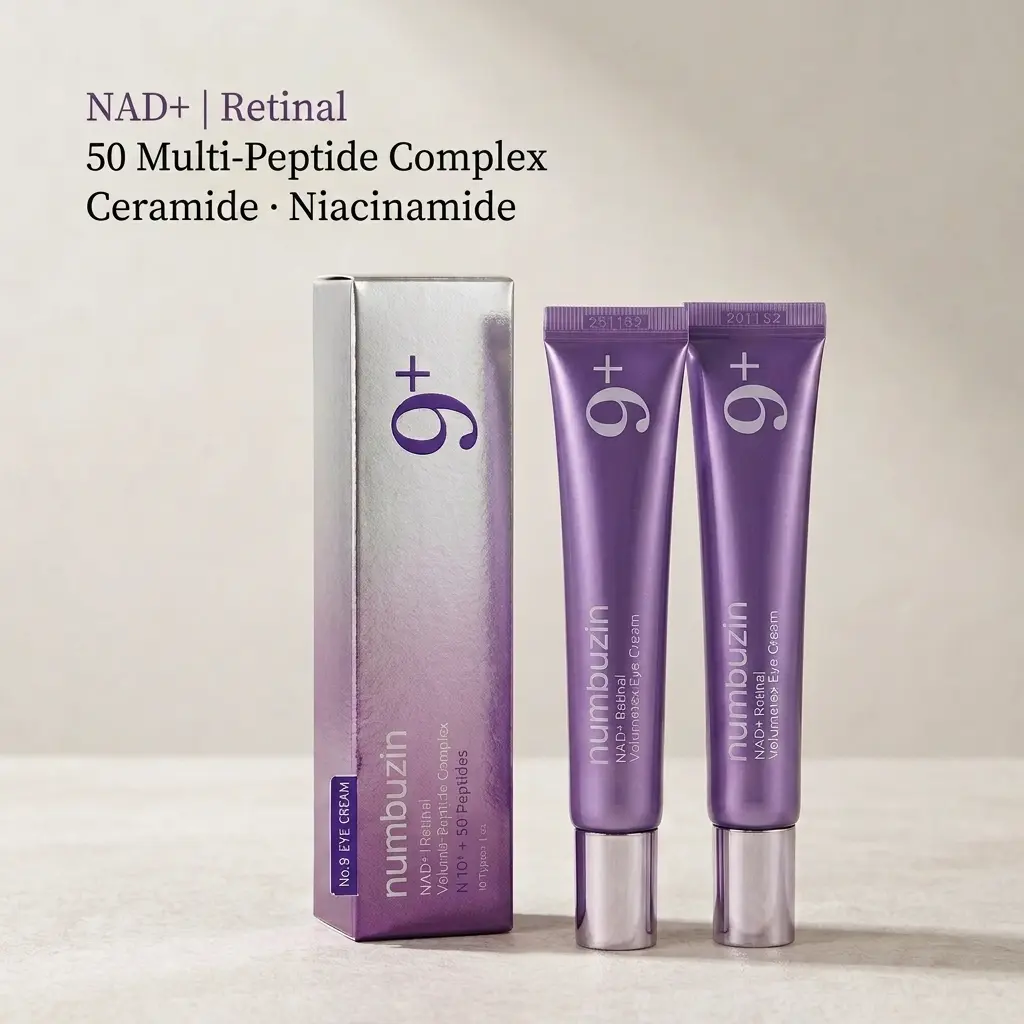 numbuzin No.9 NAD+ Retinal Volumetox Eye Cream Duo Set - 2-in-1 Anti-Aging Treatment for Wrinkles, Fine Lines, Dark Circles, Dark Spots - 20ml x 2EA with NAD+, Retinal, 50 Peptides, Niacinamide, Ceramides for Skin Longevity (Face to Body Use)