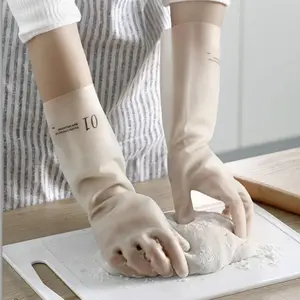 WEGEE Food Grade Durable Dishwashing non-slip Gloves Kitchen Household Cleaning Waterproof - Long Style