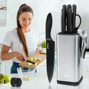 Kitchen Knife Set 10pcs with Stainless Steel Block-Dishwasher Safe & Non-Slip Ergonomic Handles,Complete Chef, Santoku, Paring Knives & Shears for Home Cooks, Camping, Restaurants - Ideal Gift for Chefs, Fathers, Mothers