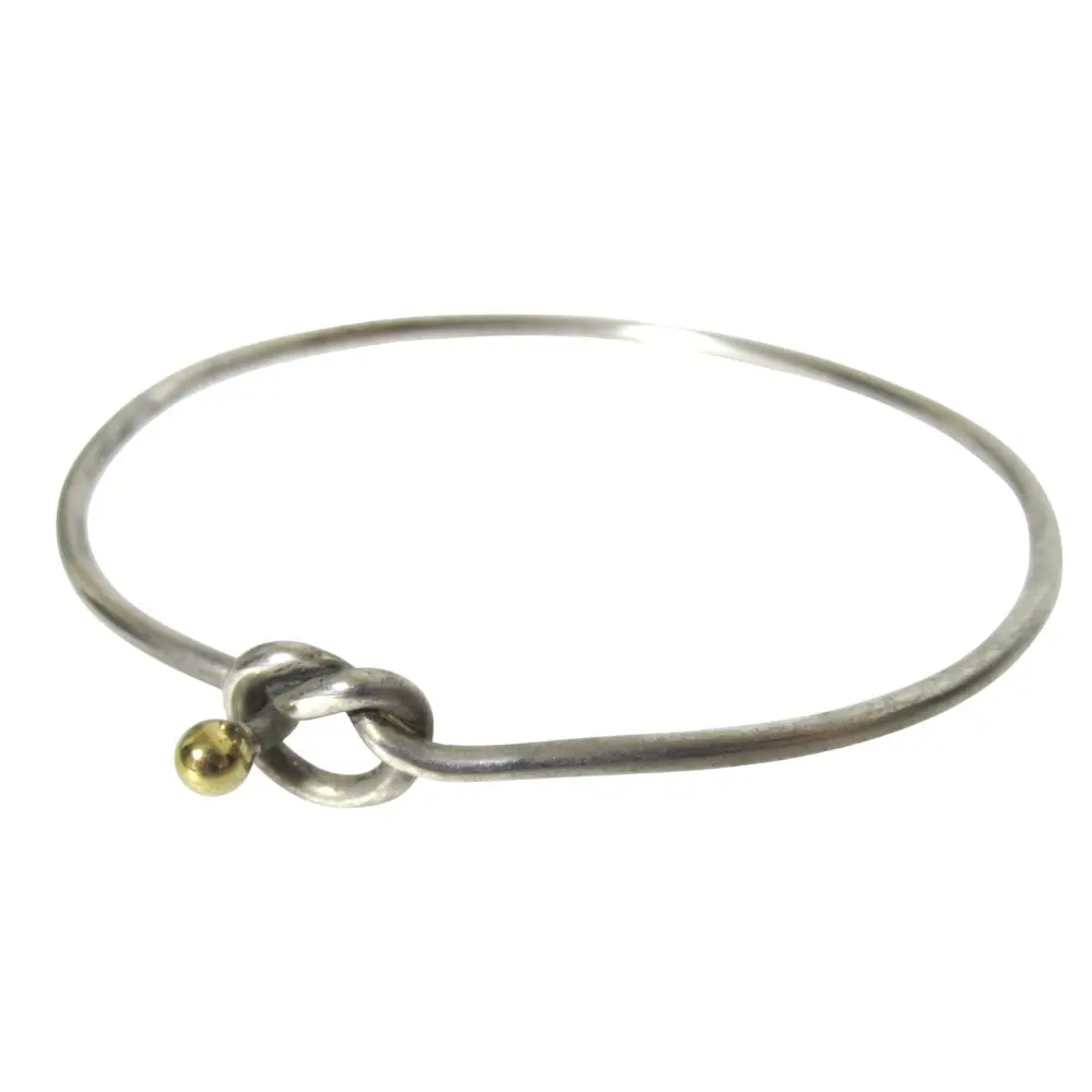 Pre-owned Tiffany & Co. 18K Yellow Gold (Au750) Small Leather Goods Love Knot 925×750 Bracelet