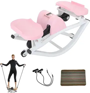 Rock Stepper with Elastic Resistance Bands & Anti-Slip Mat, Side-to-Side Lateral Rocking Motion, Digital Display & High-Capacity Design for Home Leg Glute Workout